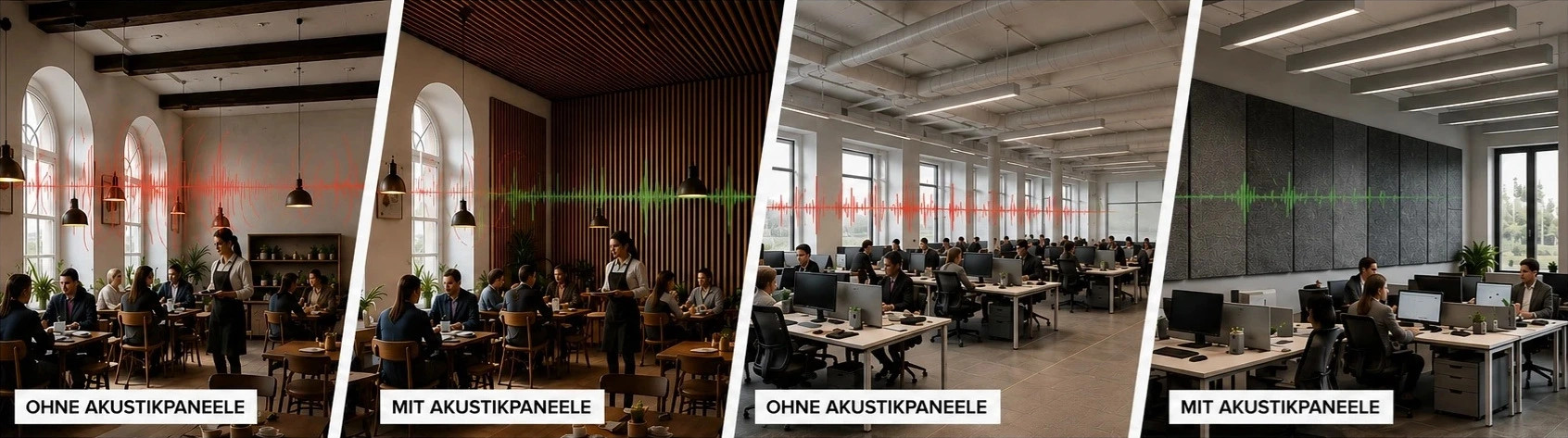 Unterschiede mit und ohne Akustikpaneele